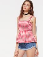 Shein Zip Side Gingham Pinafore Peplum Top