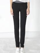 Shein Black Elastic Waist Thicken Jeans