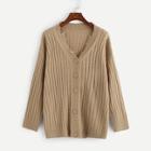 Shein Button Front V-neck Jumper