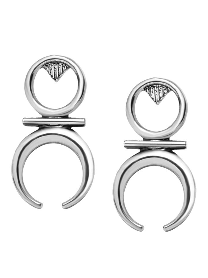 Shein Antique Silver Geometric Stud Earrings