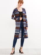 Shein Multi Striped Long Knit Coat
