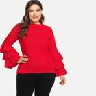 Shein Plus Tiered Bell Sleeve Slim Fitted Sweater