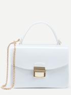 Shein White Pushlock Closure Plastic Handbag With Chain