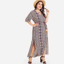 Shein Plus Aztec Print Slit Side Dress