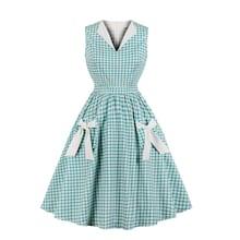 Shein 50s Bow Tie Side Plaid Dress