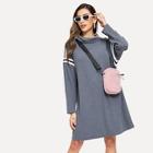 Shein High Neck Striped Sweatshirt Dress