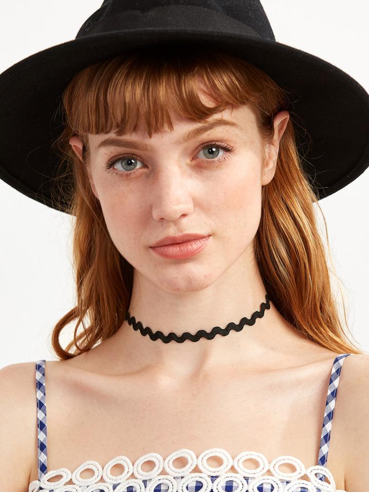 Shein Black Wave Band Basic Choker Necklace