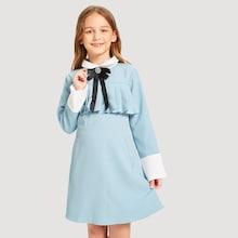 Shein Girls Zip Back Pleated Front Tunic Dress