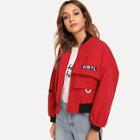 Shein Ribbon Detail Pocket Decoration Jacket
