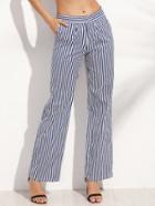 Shein Vertical Striped Pockets Straight Long Pants
