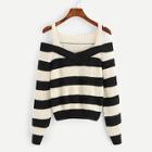 Shein Striped Cold-shoulder Sweater