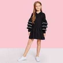 Shein Girls Layered Sleeve Shirt Dress
