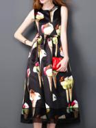 Shein Black Ice-cream Print A-line Dress