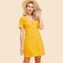 Shein Button Up Solid Dress