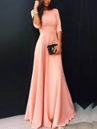 Shein Round Neck Maxi Pink Dress