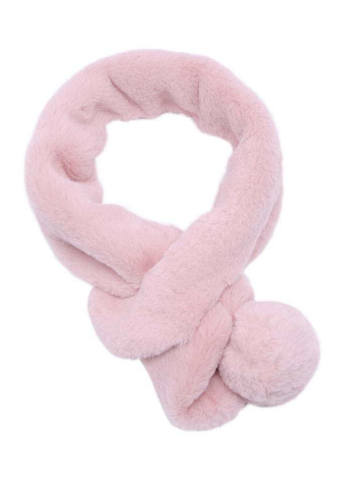 Shein Pink Faux Fur Single Pom Pom Tippet Scarf