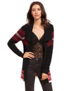 Shein Black Long Sleeve Lapel Geometric Pattern Sweater