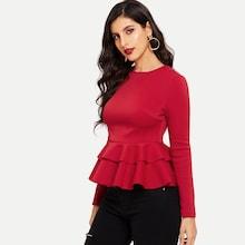 Shein Layered Ruffle Peplum Tee