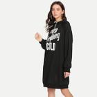 Shein Letter Print Drawstring Detail Hooded Sweatshirt Dress