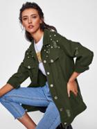 Shein Pearl Beading Ripped Utility Jacket