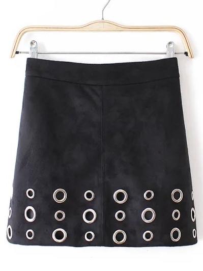Shein Black Slim Circle Hollow Skirt