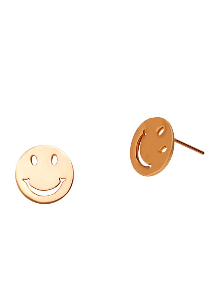 Shein Gold Plated Smiley Face Stud Earrings
