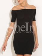 Shein Black Off The Shoulder Lace Up Back Bodycon Dress