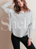 Shein Grey Print Crew Neck T-shirt