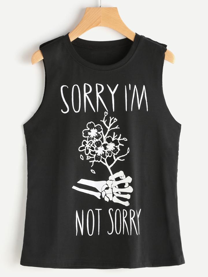 Shein Handed Rose Print Tank Top