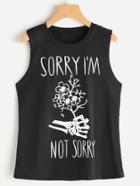 Shein Handed Rose Print Tank Top