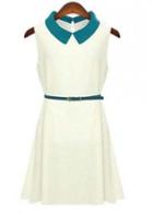 Rosewe Brief Sleeveless Belt Decoration Chiffon Dress For Lady