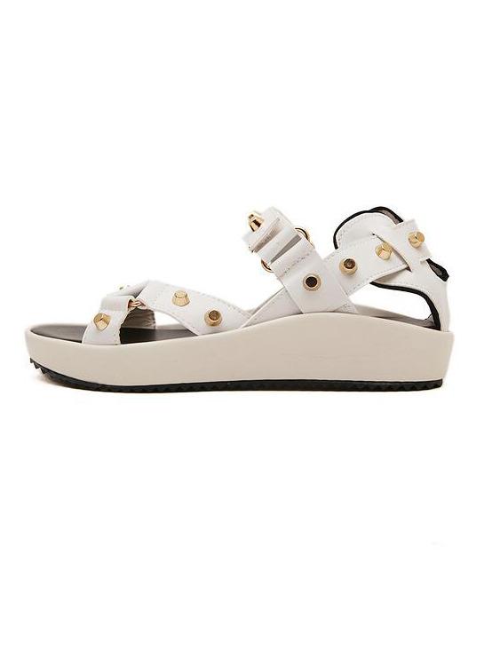 Shein Studded Straps White Flatform Sandals