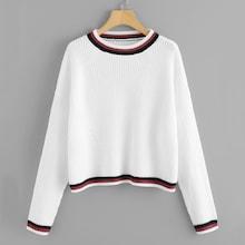 Shein Drop Shoulder Striped Trim Jumper