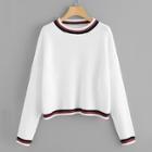 Shein Drop Shoulder Striped Trim Jumper
