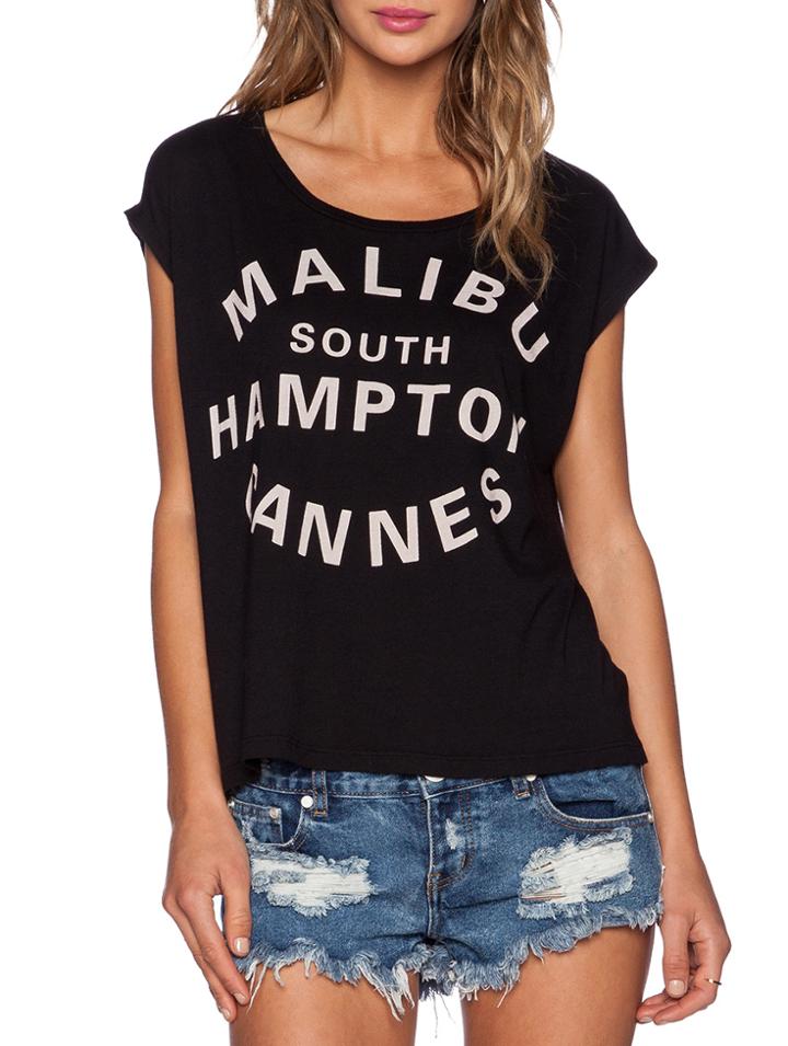 Shein Black Cap Sleeve Letters Print T-shirt
