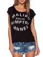 Shein Black Cap Sleeve Letters Print T-shirt