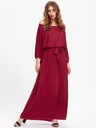 Shein Off Shoulder Self Tie Full Length Dress