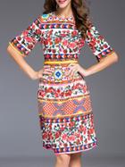 Shein Multicolor Tribal Print Shift Dress