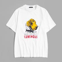 Shein Men Letter And Dog Print Tee