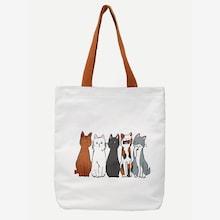 Shein Cat Print Canvas Shopper Bag