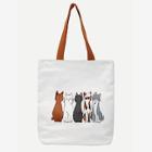Shein Cat Print Canvas Shopper Bag