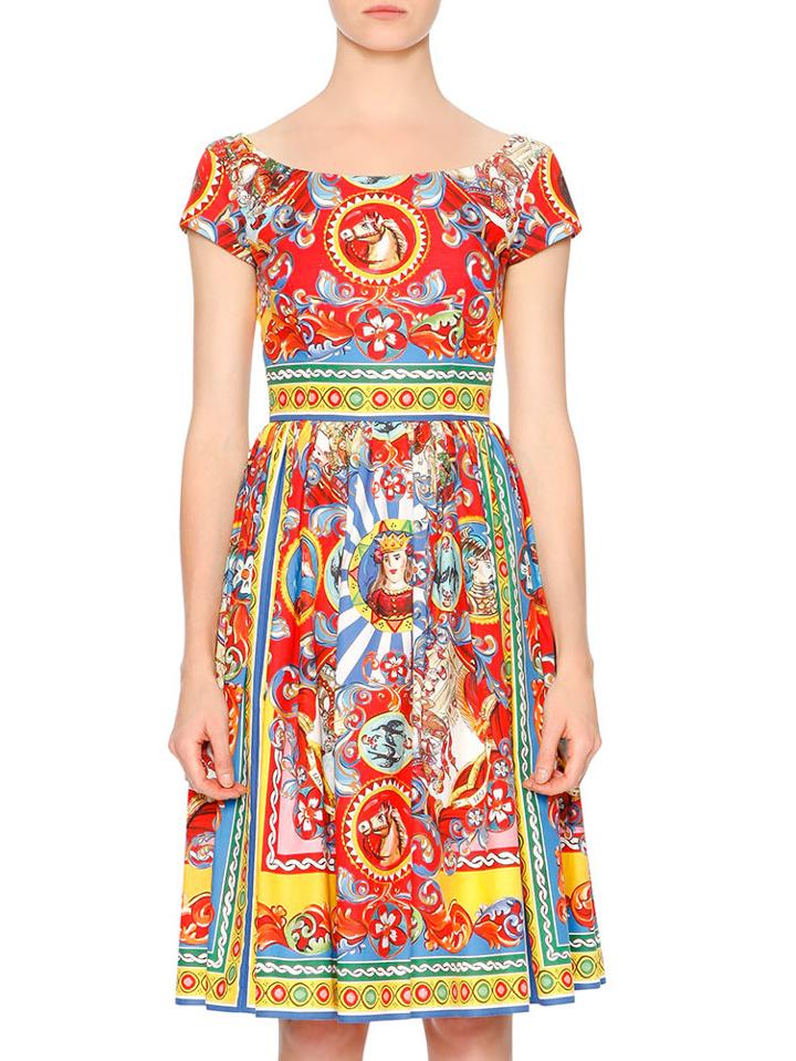 Shein Multicolor Crew Neck Print A-line Dress