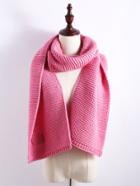 Shein Pink Plain Chunky Knit Textured Scarf