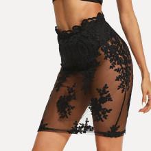 Shein Slit Back Floral Lace Skirt