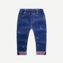 Shein Girls Letter Print Rolled Hem Jeans