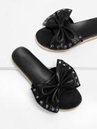Shein Grommet Detail Bow Flat Sandals