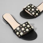 Shein Faux Pearl & Studded Flat Slides
