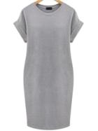 Shein Grey Cuffed Edge Pockets Plus Dress