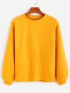 Shein Yellow Long Sleeve Ribbed Sweatshirt