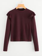 Shein Frill Trim Ribbed Sweater